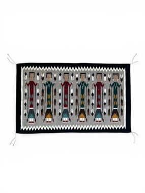 Navajo Yei Six Figures Woven Native American Indian Rug